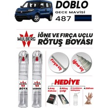 Wulberg Fiat Doblo Gece Mavisi 487 Rötuş Boya 25 ml + Vernik Iğne & Fırça Uçlu Kalıcı Çizik Giderici
