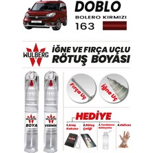 Wulberg Fiat Doblo Bolero Kırmızı 163 Rötuş Boya 25 ml + Vernik Iğne & Fırça Uçlu Kalıcı Çizik Giderici