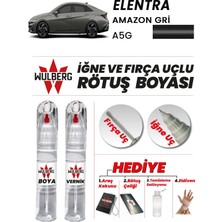 Wulberg Hyundai Elantra Amazon Gri A5G Rötuş Boya 25 ml + Vernik Iğne & Fırça Uçlu Kalıcı Çizik Giderici