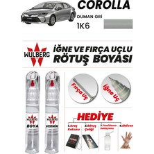 Wulberg Toyota Corolla Duman Gri 1k6 Rötuş Boya 25 ml + Vernik Iğne & Fırça Uçlu Kalıcı Çizik Giderici