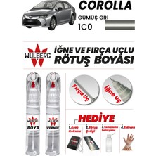 Wulberg Toyota Corolla Gümüş Gri 1c0 Rötuş Boya 25 ml + Vernik Iğne & Fırça Uçlu Kalıcı Çizik Giderici