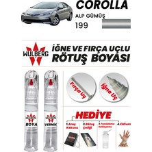 Wulberg Toyota Corolla Alp Gümüş 199 Rötuş Boya 25 ml + Vernik Iğne & Fırça Uçlu Kalıcı Çizik Giderici