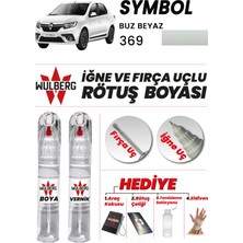 Wulberg Renault Symbol Buz Beyaz 369 Rötuş Boya 25 ml + Vernik Iğne & Fırça Uçlu Kalıcı Çizik Giderici
