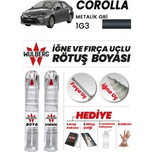 Wulberg Toyota Corolla Metalik Gri 1g3 Rötuş Boya 25 ml + Vernik Iğne & Fırça Uçlu Kalıcı Çizik Giderici