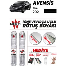 Wulberg Toyota Avensis Siyah 202 Rötuş Boya 25 ml + Vernik Iğne & Fırça Uçlu Kalıcı Çizik Giderici