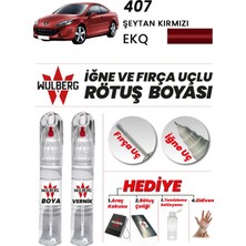 Wulberg Peugeot 407 Şeytan Kırmızı Ekq Rötuş Boya 25 ml + Vernik Iğne & Fırça Uçlu Kalıcı Çizik Giderici