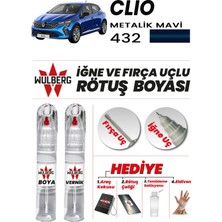 Wulberg Renault Clio Metalik Mavi 432 Rötuş Boya 25 ml + Vernik Iğne & Fırça Uçlu Kalıcı Çizik Giderici