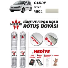 Wulberg Volkswagen Caddy Beyaz R902 Rötuş Boya 25 ml + Vernik Iğne & Fırça Uçlu Kalıcı Çizik Giderici
