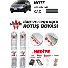 Wulberg Nissan Note Metalik Gri Kad Rötuş Boya 25 ml + Vernik Iğne & Fırça Uçlu Kalıcı Çizik Giderici