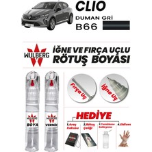 Wulberg Renault Clio Duman Gri B66 Rötuş Boya 25 ml + Vernik Iğne & Fırça Uçlu Kalıcı Çizik Giderici