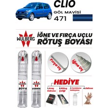 Wulberg Renault Clio Göl Mavisi 471 Rötuş Boya 25 ml + Vernik Iğne & Fırça Uçlu Kalıcı Çizik Giderici