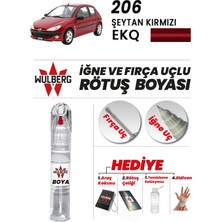 Wulberg Peugeot 206 Şeytan Kırmızı Ekq Rötuş Boya 25 ml Iğne & Fırça Uçlu Kalıcı Çizik Giderici