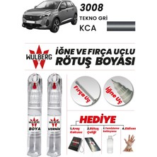 Wulberg Peugeot 3008 Tekno Gri Kca Rötuş Boya 25 ml + Vernik Iğne & Fırça Uçlu Kalıcı Çizik Giderici