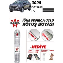 Wulberg Peugeot 3008 Platin Gri Evl Rötuş Boya 25 ml Iğne & Fırça Uçlu Kalıcı Çizik Giderici Rutuş
