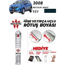 Wulberg Peugeot 3008 Metalik Mavi Esy Rötuş Boya 25 ml Iğne & Fırça Uçlu Kalıcı Çizik Giderici