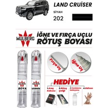 Wulberg Toyota Land Cruiser Siyah 202 Rötuş Boya 25 ml + Vernik Iğne & Fırça Uçlu Kalıcı Çizik Giderici