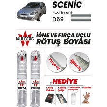 Wulberg Renault Scenic Platin Gri D69 Rötuş Boya 25 ml + Vernik Iğne & Fırça Uçlu Kalıcı Çizik Giderici