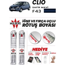 Wulberg Renault Clio Safir Mavi F43 Rötuş Boya 25 ml + Vernik Iğne & Fırça Uçlu Kalıcı Çizik Giderici