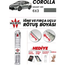 Wulberg Toyota Corolla Granit Gri 6x3 Rötuş Boya 25 ml Iğne & Fırça Uçlu Kalıcı Çizik Giderici