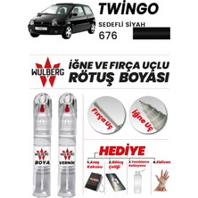 Wulberg Renault Twingo Sedefli Siyah 676 Rötuş Boya 25 ml + Vernik Iğne & Fırça Uçlu Kalıcı Çizik Giderici