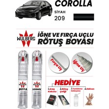 Wulberg Toyota Corolla Siyah 209 Rötuş Boya 25 ml + Vernik Iğne & Fırça Uçlu Kalıcı Çizik Giderici
