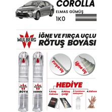 Wulberg Toyota Corolla Elmas Gümüş 1k0 Rötuş Boya 25 ml + Vernik Iğne & Fırça Uçlu Kalıcı Çizik Giderici