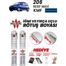 Wulberg Peugeot 206 Resif Mavi Kmf Rötuş Boya 25 ml + Vernik Iğne & Fırça Uçlu Kalıcı Çizik Giderici