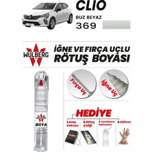 Wulberg Renault Clio Buz Beyaz 369 Rötuş Boya 25 ml Iğne & Fırça Uçlu Kalıcı Çizik Giderici