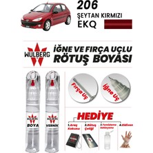 Wulberg Peugeot 206 Şeytan Kırmızı Ekq Rötuş Boya 25 ml + Vernik Iğne & Fırça Uçlu Kalıcı Çizik Giderici