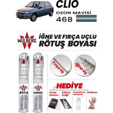 Wulberg Renault Clio Ozon Mavisi 468 Rötuş Boya 25 ml + Vernik Iğne & Fırça Uçlu Kalıcı Çizik Giderici