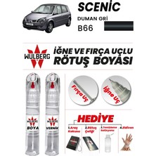 Wulberg Renault Scenic Duman Gri B66 Rötuş Boya 25 ml + Vernik Iğne & Fırça Uçlu Kalıcı Çizik Giderici