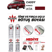 Wulberg Volkswagen Caddy Kırmızı LK3A Rötuş Boya 25 ml + Vernik Iğne & Fırça Uçlu Kalıcı Çizik Giderici
