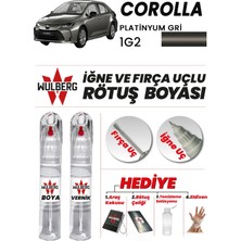 Wulberg Toyota Corolla Platinyum Gri 1g2 Rötuş Boya 25 ml + Vernik Iğne & Fırça Uçlu Kalıcı Çizik Giderici