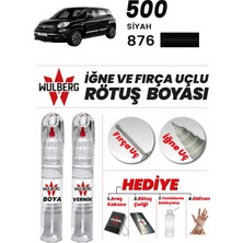 Wulberg Fiat 500 Siyah 876 Rötuş Boya 25 ml + Vernik Iğne & Fırça Uçlu Kalıcı Çizik Giderici Rutuş