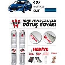 Wulberg Peugeot 407 Resif Mavi Kmf Rötuş Boya 25 ml + Vernik Iğne & Fırça Uçlu Kalıcı Çizik Giderici