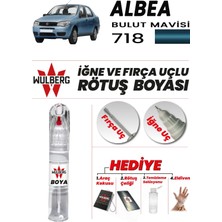 Wulberg Fiat Albea Bulut Mavisi 718 Rötuş Boya 25 ml Iğne & Fırça Uçlu Kalıcı Çizik Giderici Rutuş
