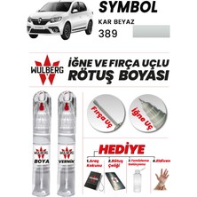 Wulberg Renault Symbol Kar Beyaz 389 Rötuş Boya 25 ml + Vernik Iğne & Fırça Uçlu Kalıcı Çizik Giderici