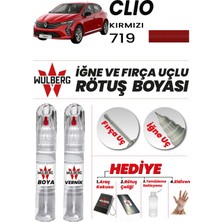 Wulberg Renault Clio Kırmızı 719 Rötuş Boya 25 ml + Vernik Iğne & Fırça Uçlu Kalıcı Çizik Giderici