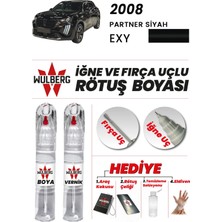 Wulberg Peugeot 2008 Partner Siyah Exy Rötuş Boya 25 ml + Vernik Iğne & Fırça Uçlu Kalıcı Çizik Giderici