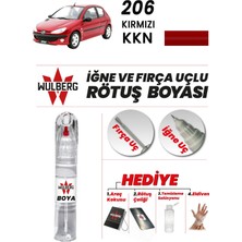 Wulberg Peugeot 206 Kırmızı Kkn Rötuş Boya 25 ml Iğne & Fırça Uçlu Kalıcı Çizik Giderici