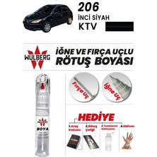 Wulberg Peugeot 206 Inci Siyah Ktv Rötuş Boya 25 ml Iğne & Fırça Uçlu Kalıcı Çizik Giderici
