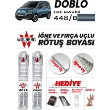 Wulberg Fiat Doblo Ege Mavisi 448/B Rötuş Boya 25 ml + Vernik Iğne & Fırça Uçlu Kalıcı Çizik Giderici