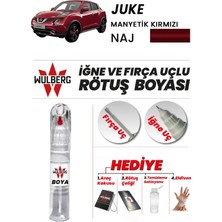 Wulberg Nissan Juke Manyetik Kırmızı Naj Rötuş Boya 25 ml Iğne & Fırça Uçlu Kalıcı Çizik Giderici