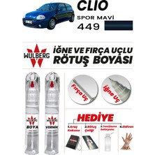 Wulberg Renault Clio Spor Mavi 449 Rötuş Boya 25 ml + Vernik Iğne & Fırça Uçlu Kalıcı Çizik Giderici