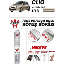 Wulberg Renault Clio Metalik Bej 186 Rötuş Boya 25 ml Iğne & Fırça Uçlu Kalıcı Çizik Giderici