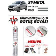 Wulberg Renault Symbol Platin Gri D69 Rötuş Boya 25 ml Iğne & Fırça Uçlu Kalıcı Çizik Giderici