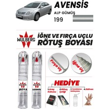Wulberg Toyota Avensis Alp Gümüş 199 Rötuş Boya 25 ml + Vernik Iğne & Fırça Uçlu Kalıcı Çizik Giderici