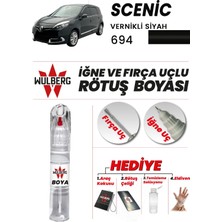 Wulberg Renault Scenic Vernikli Siyah 694 Rötuş Boya 25 ml Iğne & Fırça Uçlu Kalıcı Çizik Giderici