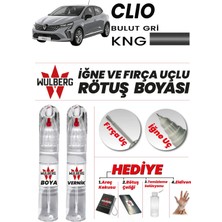 Wulberg Renault Clio Bulut Gri Kng Rötuş Boya 25 ml + Vernik Iğne & Fırça Uçlu Kalıcı Çizik Giderici