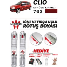 Wulberg Renault Clio Etrüsk Kırmızı 763 Rötuş Boya 25 ml + Vernik Iğne & Fırça Uçlu Kalıcı Çizik Giderici